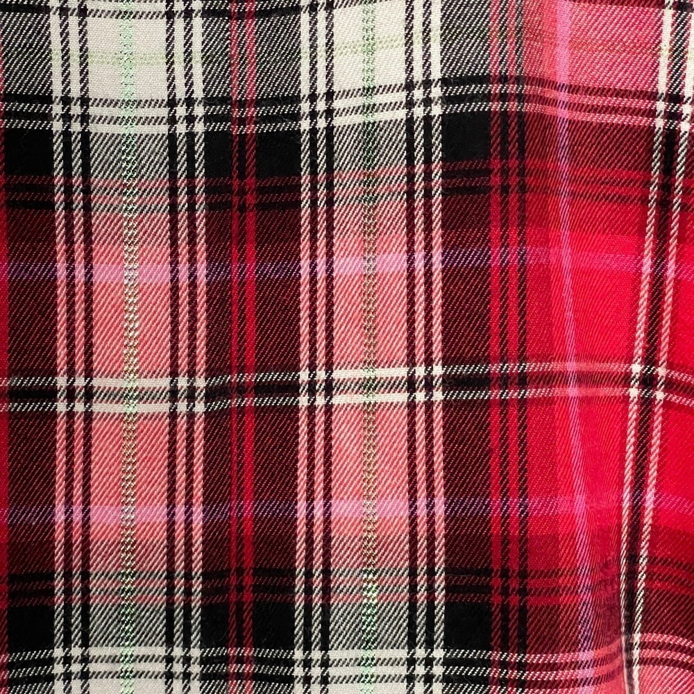 Victoria’s Secret Holiday Plaid Flannel Pajama Romper Red Pink Gold Size XL - Picture 8 of 11